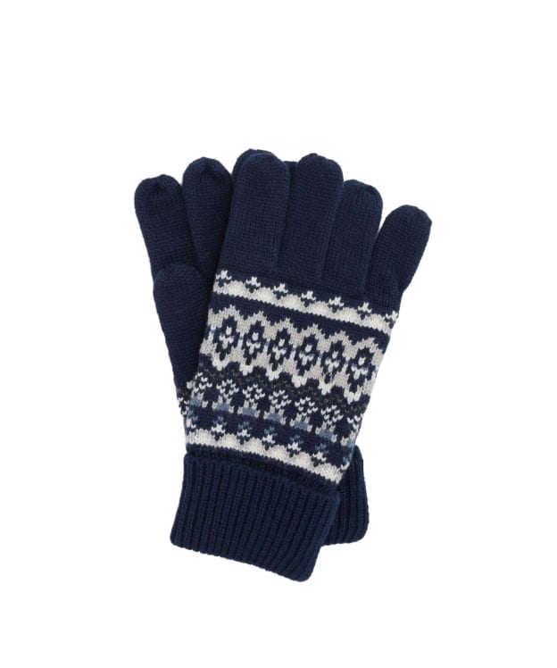 Men's Barbour Marlow Fair Isle Knitted Gloves - Navy