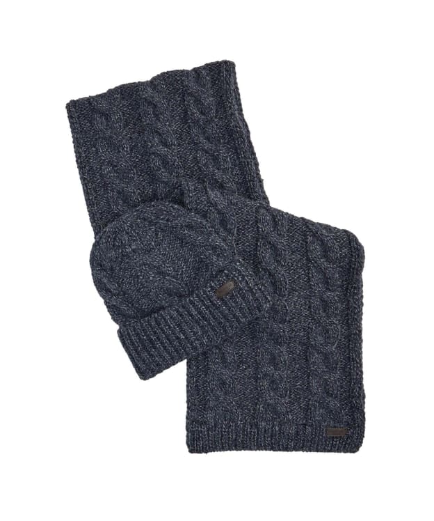 Men's Barbour Jesmond Beanie And Scarf Gift Set - Navy