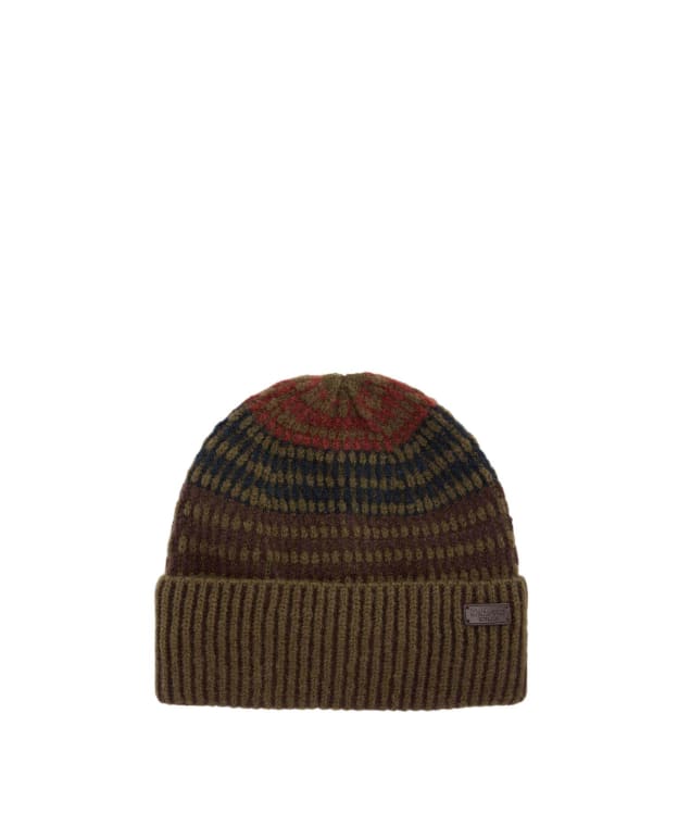Men's Barbour Harray Beanie Hat - Olive / Fired Brick