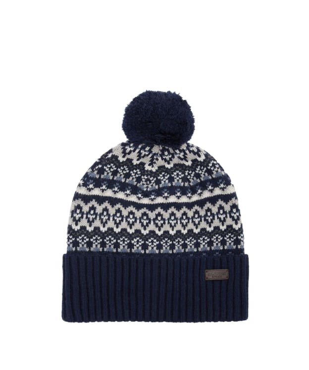 Men's Barbour Marlow Fair Isle Pom Beanie Hat - Navy