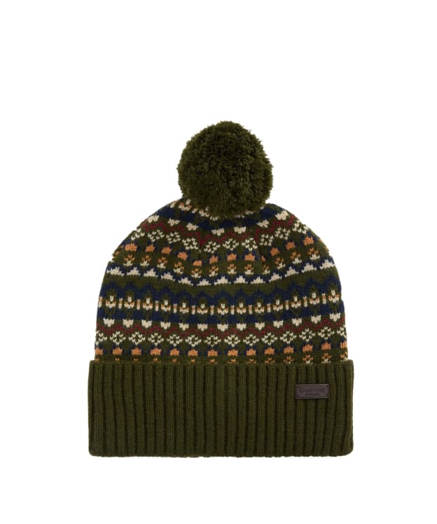 Men's Barbour Marlow Fair Isle Pom Beanie Hat - Olive