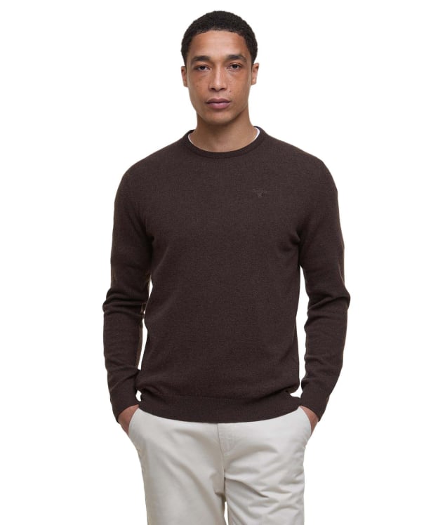 Men's Barbour Essential Lambswool Crew Neck Sweater - Dark Oak