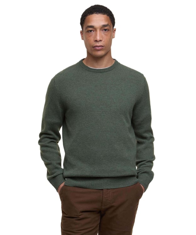 Men's Barbour Patch Crew Neck Lambswool Sweater - Olive