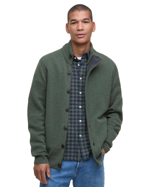 Men's Barbour Patch Zip Through Sweater - Olive