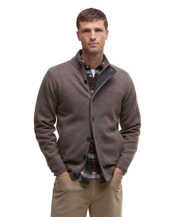 Men's Barbour Patch Zip Through Sweater - Dark Stone