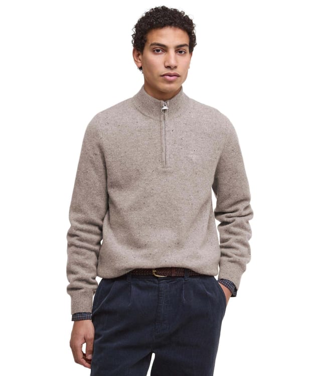Men's Barbour Tainsbury Half Zip Knitted Jumper - Stone