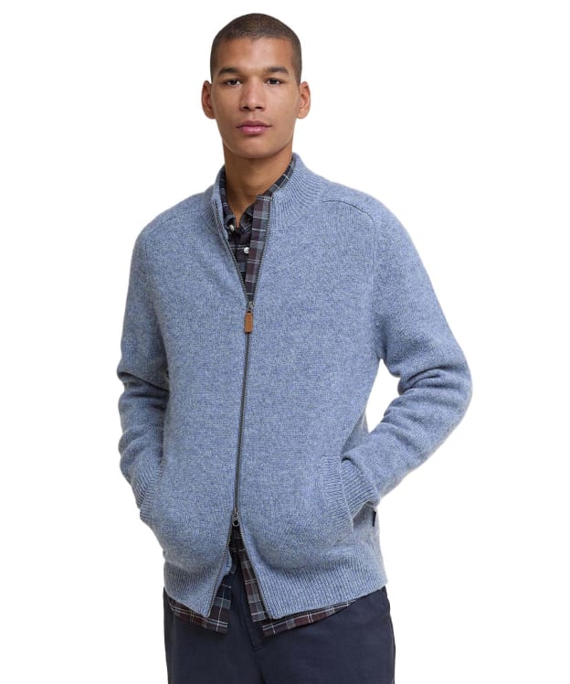 Men's Barbour Talder Zip Through Knitted Jumper - Bluestone