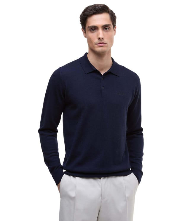 Men's Barbour International Merlin Merino Polo Jumper - Navy