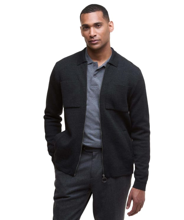 Men's Barbour Croscombe Knitted Zip Through Cardigan - Charcoal Marl