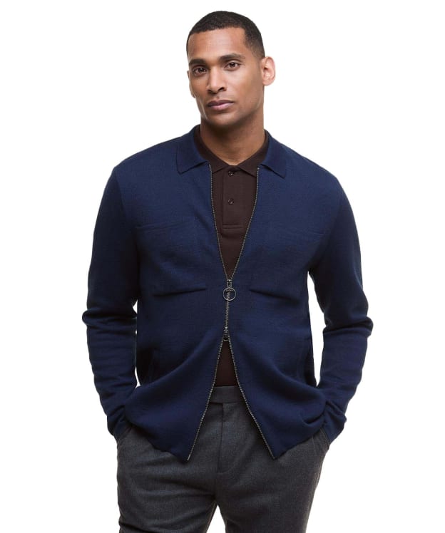 Men's Barbour Croscombe Knitted Zip Through Cardigan - Navy Marl
