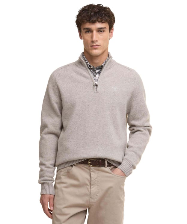 Men's Barbour Grangetown Half Zip Knitted Jumper - Light Grey