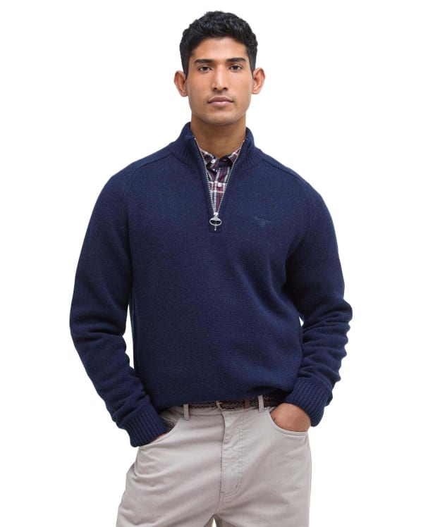 Men's Barbour Grangetown Half Zip Knitted Jumper - Navy