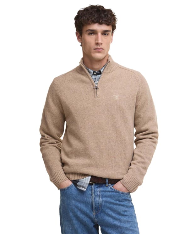 Men's Barbour Grangetown Half Zip Knitted Jumper - Washed Stone