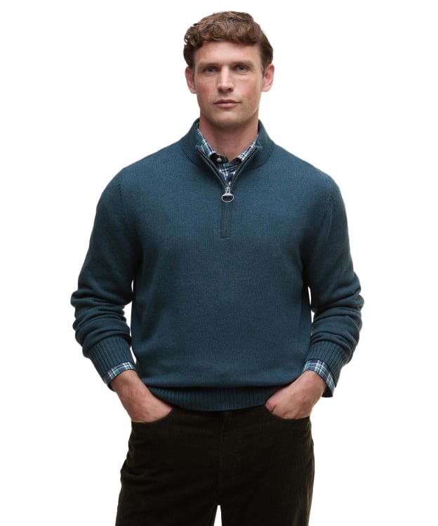Men's Barbour Kelson Half Zip Knitted Jumper - Mallard Green