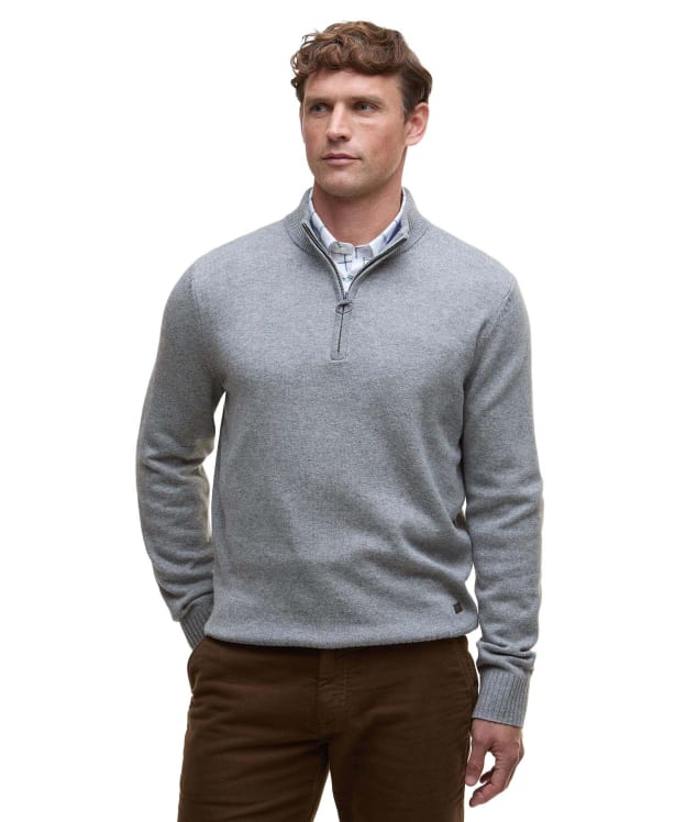 Men's Barbour Kelson Half Zip Knitted Jumper - Grey Marl