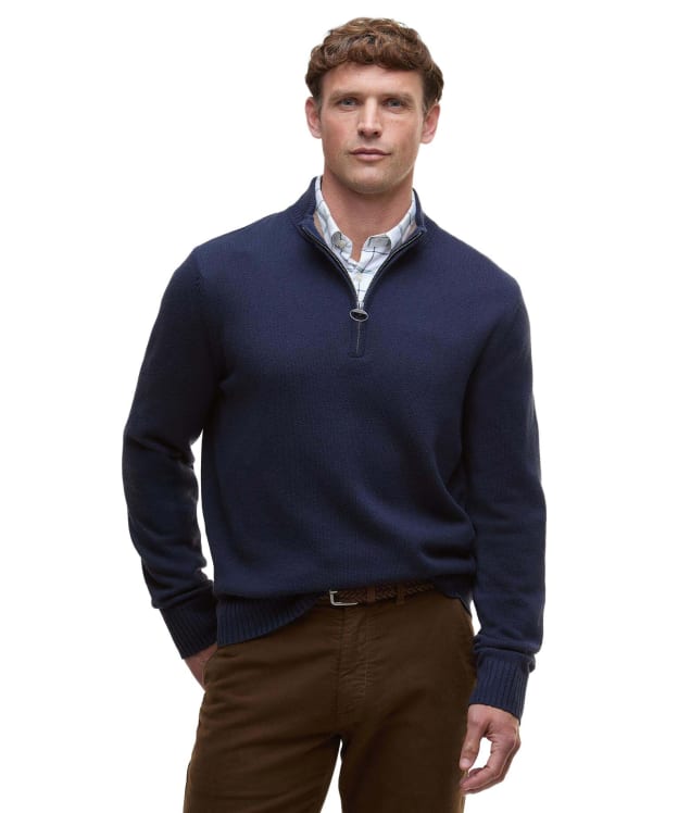 Men's Barbour Kelson Half Zip Knitted Jumper - Navy