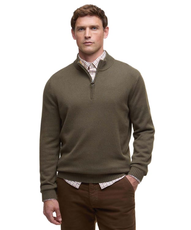 Men's Barbour Kelson Half Zip Knitted Jumper - Olive