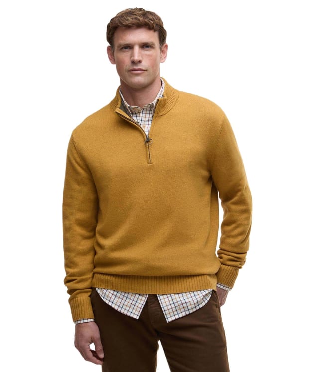 Men's Barbour Kelson Half Zip Knitted Jumper - Copper