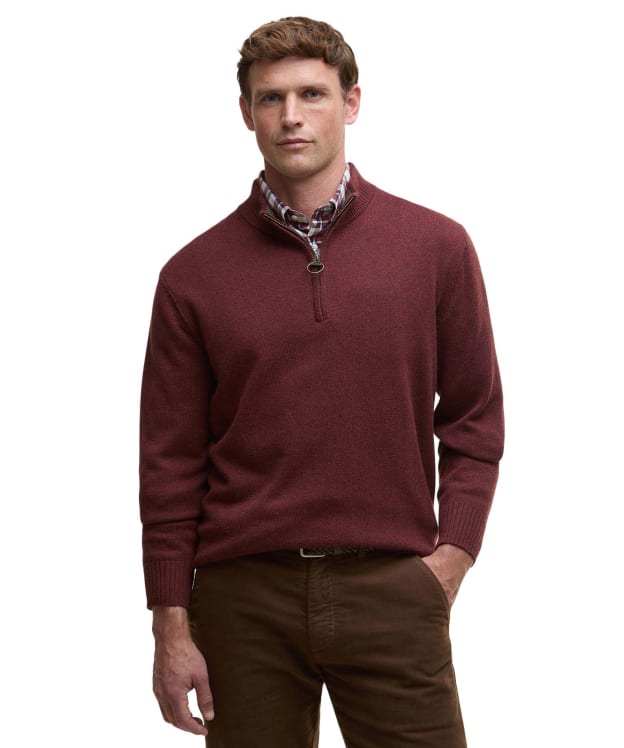 Men's Barbour Kelson Half Zip Knitted Jumper - Fired Brick