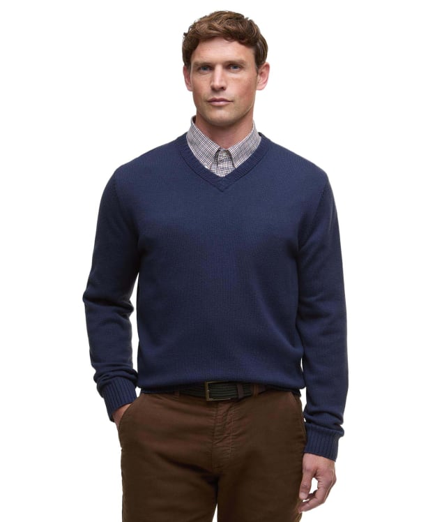 Men's Barbour Kelson V-Neck Knitted Sweater - Navy