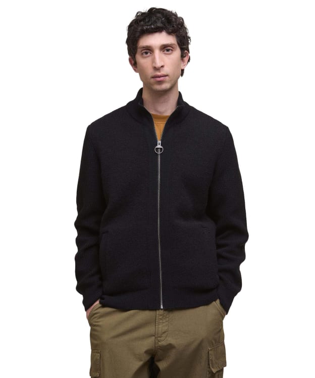 Men's Barbour Milburn Zip Through Knitted Jumper - Black