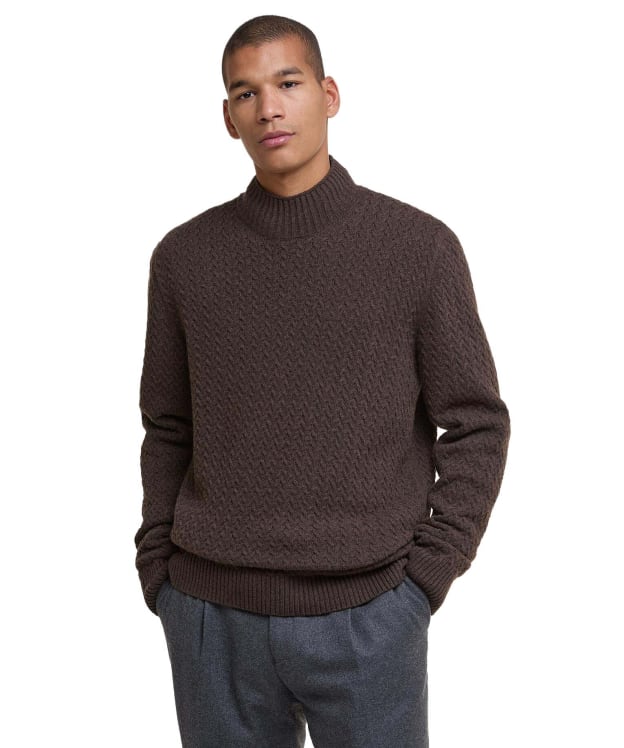 Men's Barbour Stonesand Funnel Neck Knitted Jumper - Dark Oak