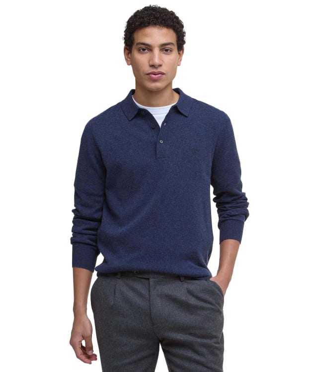 Men's Barbour Hutherston Knitted Polo Shirt - Navy Marl