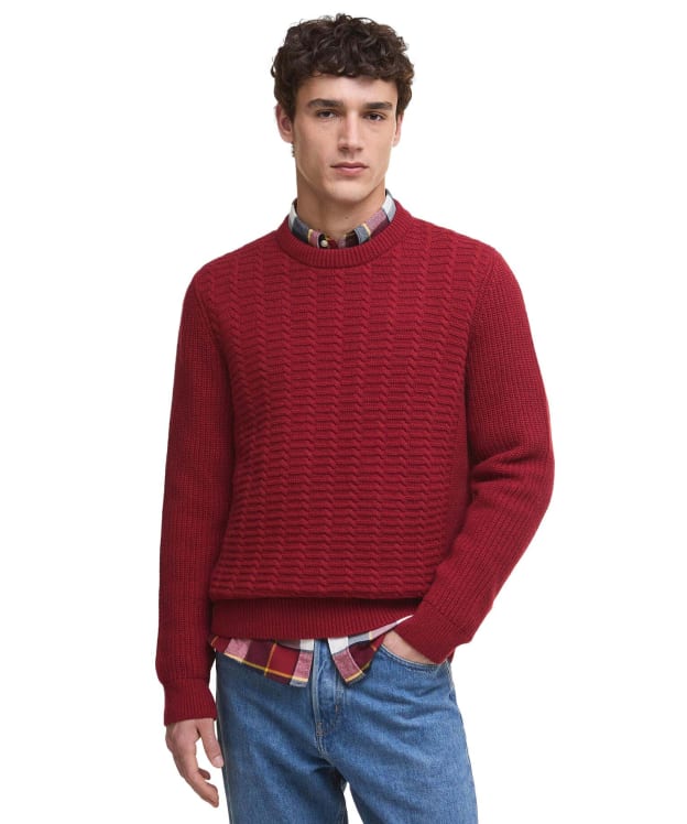 Men's Barbour Cleveland Crew Neck Sweater - Biking Red