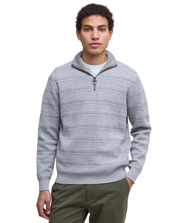 Men's Barbour Dartfield Half Zip Knitted Jumper - Light Grey