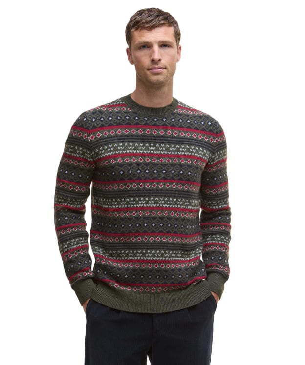 Men's Barbour Easdale Fair Isle Crew Neck Sweater - Duffle Green