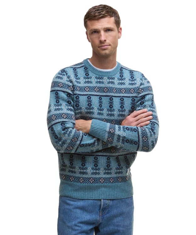 Men's Barbour Grangetown Fair Isle Crew Neck Sweater - Bluestone