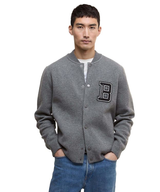 Men's Barbour International Letterman Knitted Bomber - Anthracite