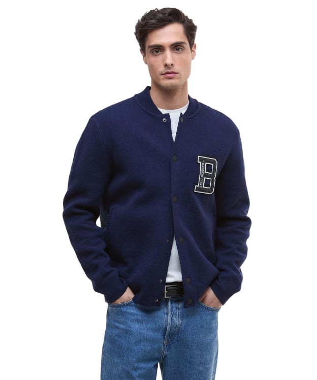 Men's Barbour International Letterman Knitted Bomber - Dark Navy