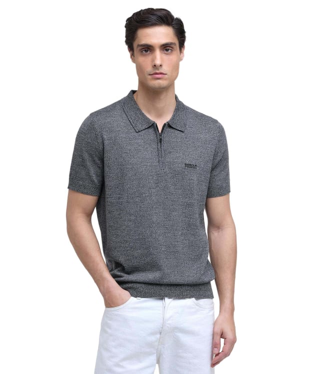 Men's Barbour International Maverick Mouline Knitted Polo Shirt - Black