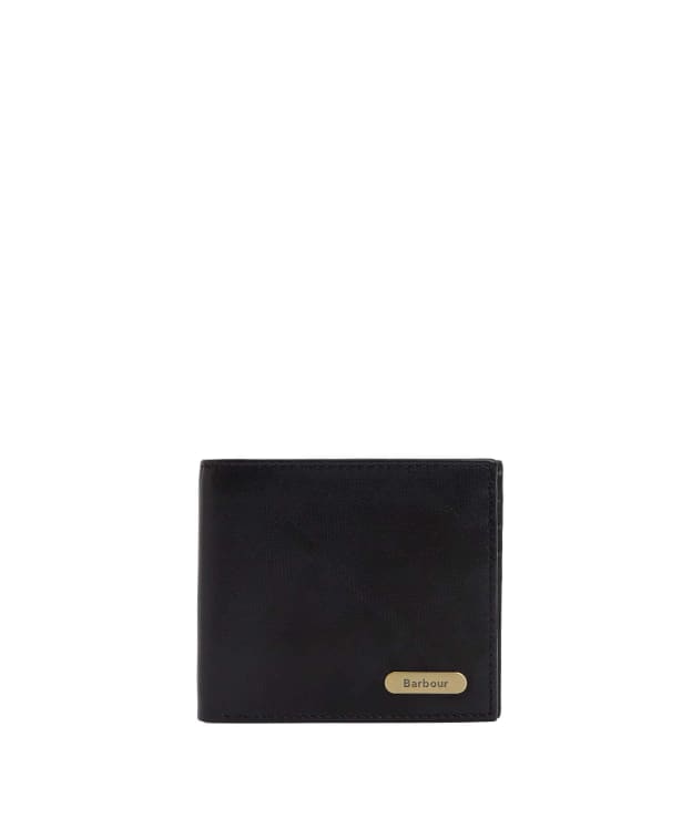 Men's Barbour Brunton Leather Wallet - Black Deboss Tartan