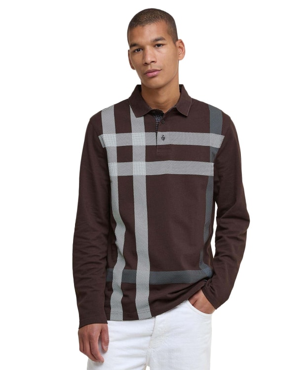 Men's Barbour Blaine Tailored Long Sleeve Polo Shirt - Dark Oak
