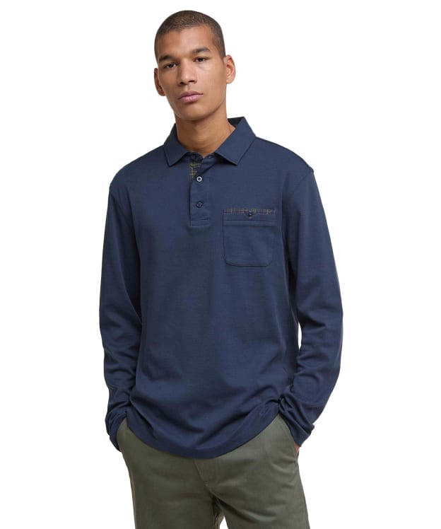 Men's Barbour Premium Corpatch Tailored Long Sleeve Polo Shirt - Navy