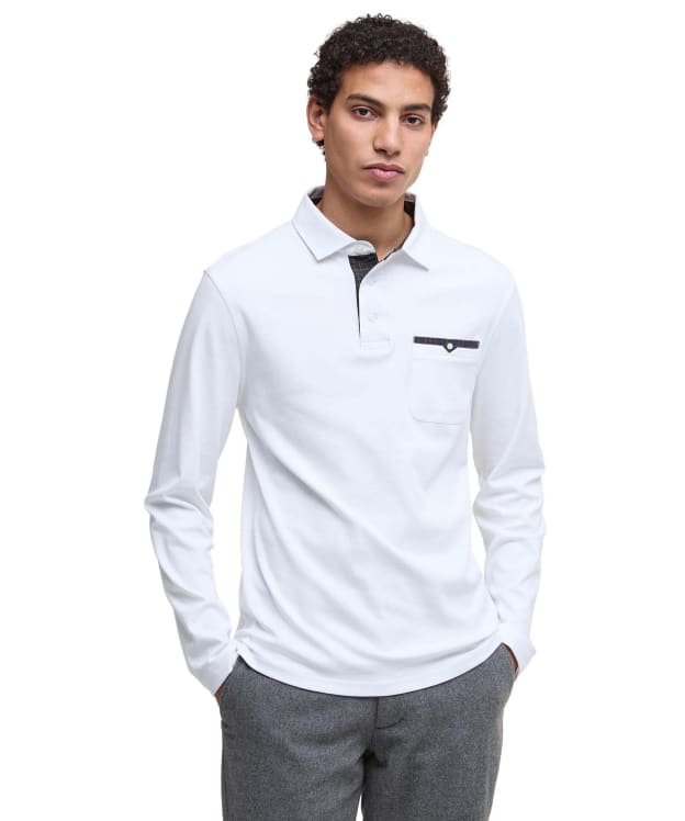 Men's Barbour Premium Corpatch Tailored Long Sleeve Polo Shirt - White