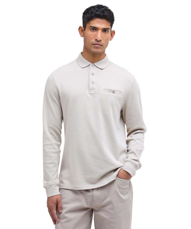 Men's Barbour Farmwell Tailored Long Sleeve Polo Shirt - Washed Stone