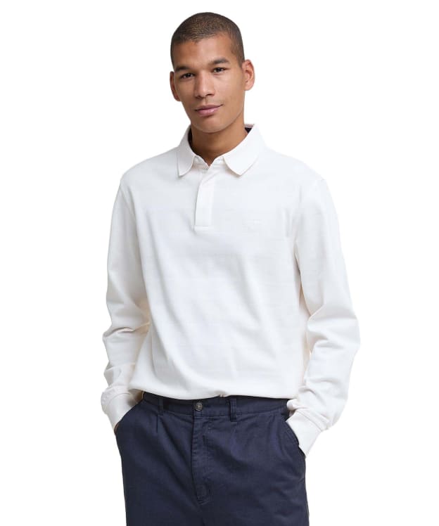 Men's Barbour Waketown Tailored Long Sleeve Polo Shirt - Whisper White