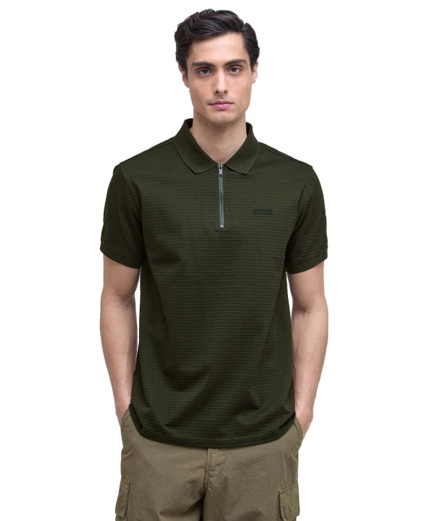 Men's Barbour International Alfred Jacquard Stripe Polo Shirt - Sage