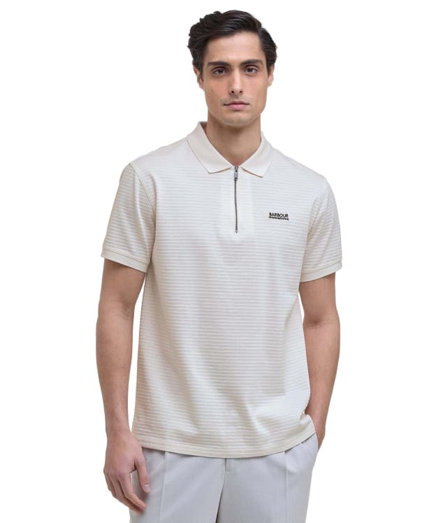 Men's Barbour International Alfred Jacquard Stripe Polo Shirt - Whisper White