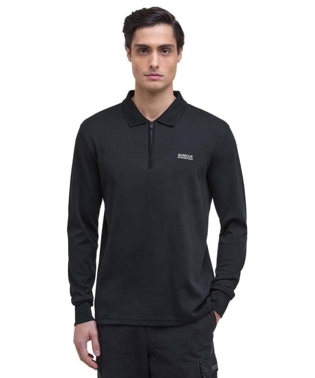Men's Barbour International Innes Long Sleeve Interlock Polo Shirt - Black