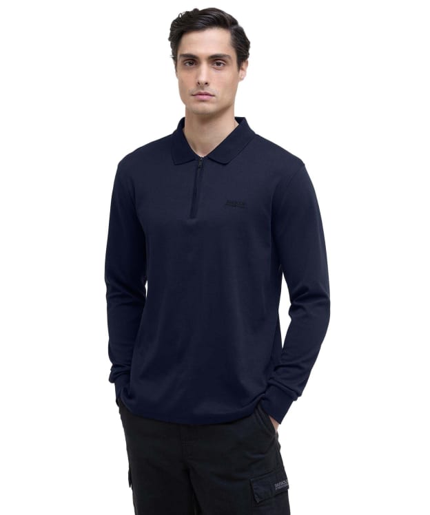 Men's Barbour International Innes Long Sleeve Interlock Polo Shirt - Navy