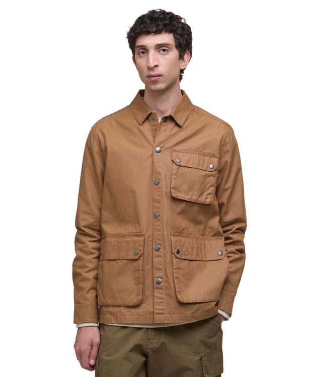 Men's Barbour Kippford Regular Canvas Overshirt - Bronze Brown