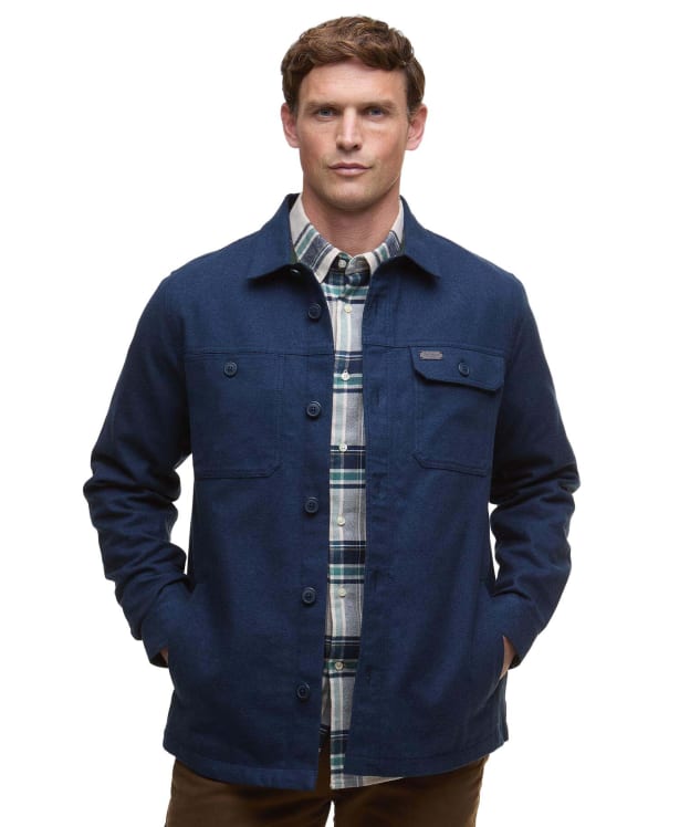 Men's Barbour Giles Regular Twill Overshirt - Navy