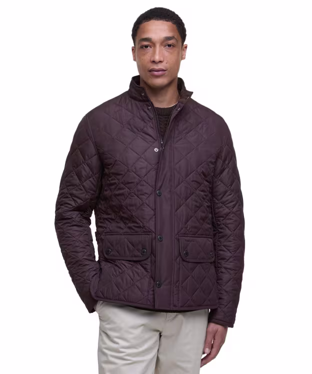 Men's Barbour Lowerdale Quilted Jacket - Black Oak / Classic Tartan