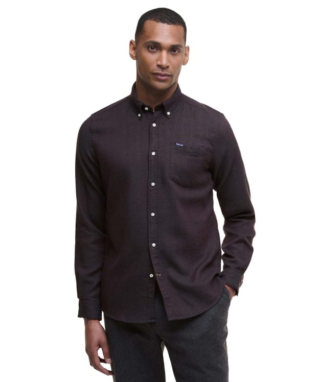 Men's Barbour Buckley Tailored Herringbone Shirt - Dark Oak