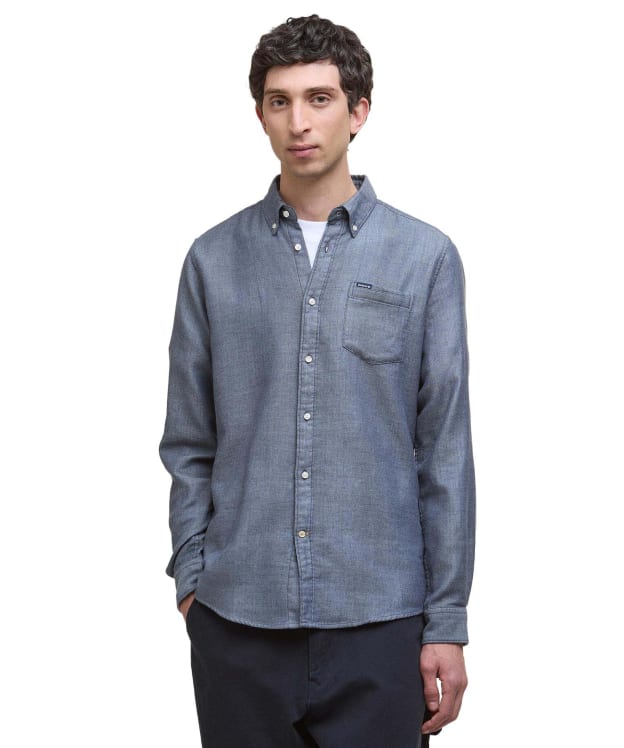 Men's Barbour Buckley Tailored Herringbone Shirt - Dark Navy