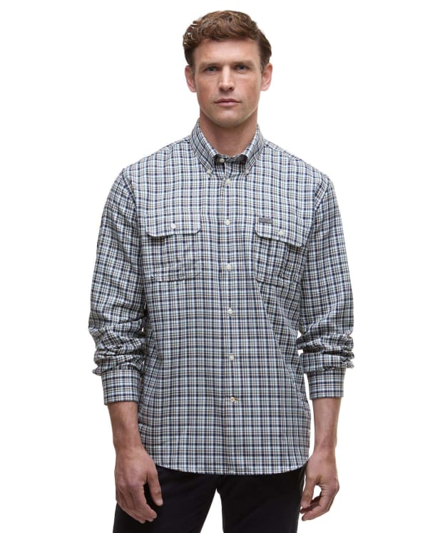 Men's Barbour Panwell Thermo Weave Regular Checked Shirt - Navy